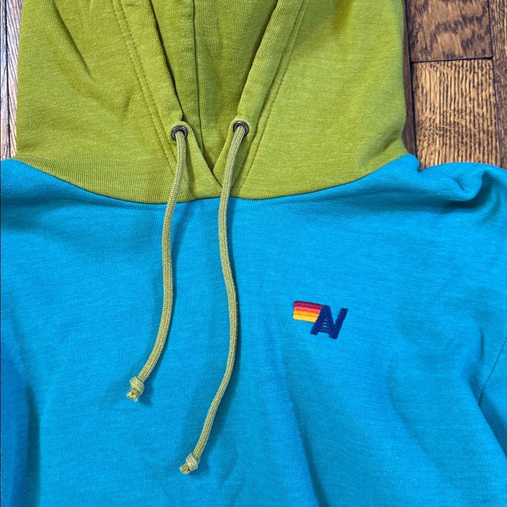 Aviator Nation Cropped Hoodie, EUC, Large, Blue and Green - Picture 2 of 4